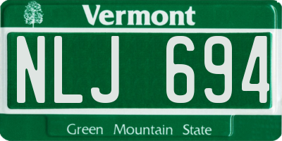 VT license plate NLJ694