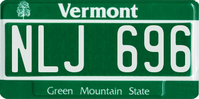 VT license plate NLJ696