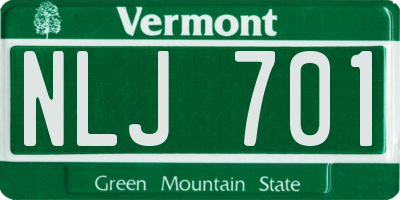 VT license plate NLJ701