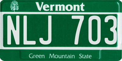 VT license plate NLJ703