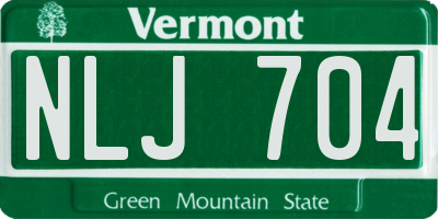 VT license plate NLJ704