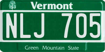 VT license plate NLJ705