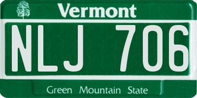 VT license plate NLJ706