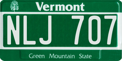 VT license plate NLJ707