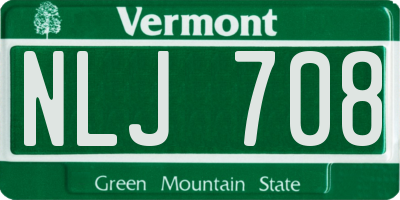 VT license plate NLJ708