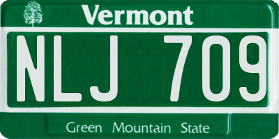 VT license plate NLJ709