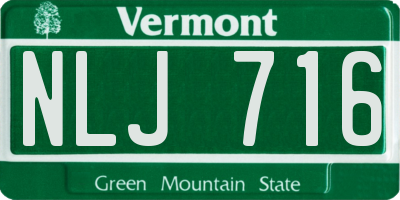 VT license plate NLJ716