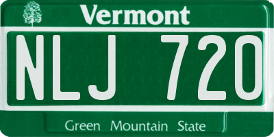 VT license plate NLJ720