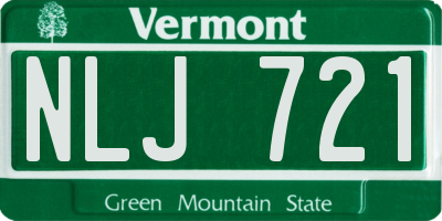 VT license plate NLJ721