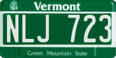 VT license plate NLJ723