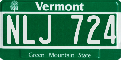 VT license plate NLJ724