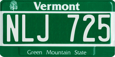 VT license plate NLJ725