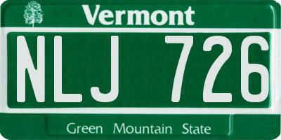 VT license plate NLJ726
