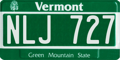 VT license plate NLJ727