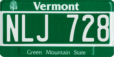 VT license plate NLJ728