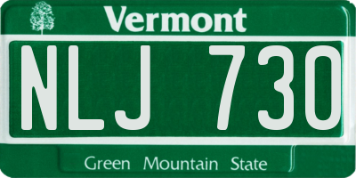 VT license plate NLJ730