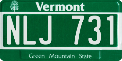 VT license plate NLJ731