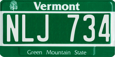 VT license plate NLJ734