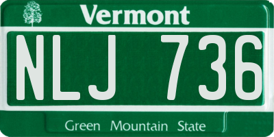 VT license plate NLJ736