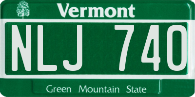 VT license plate NLJ740
