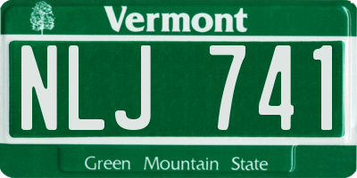 VT license plate NLJ741