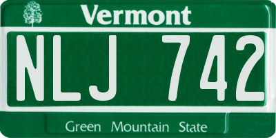 VT license plate NLJ742
