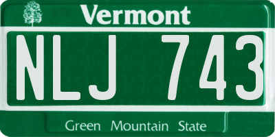 VT license plate NLJ743
