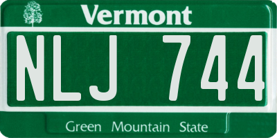 VT license plate NLJ744