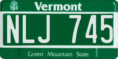 VT license plate NLJ745