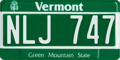 VT license plate NLJ747