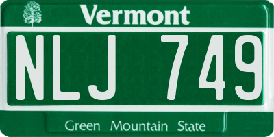 VT license plate NLJ749