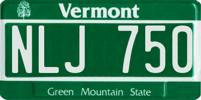 VT license plate NLJ750