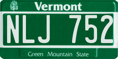 VT license plate NLJ752