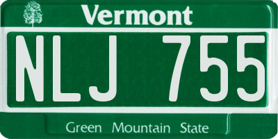 VT license plate NLJ755