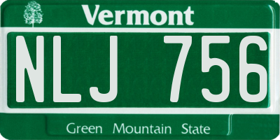 VT license plate NLJ756