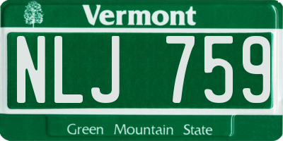 VT license plate NLJ759