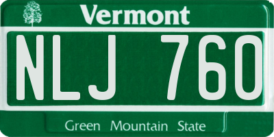 VT license plate NLJ760