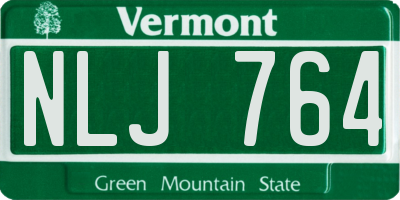VT license plate NLJ764