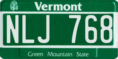 VT license plate NLJ768