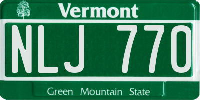 VT license plate NLJ770
