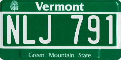 VT license plate NLJ791