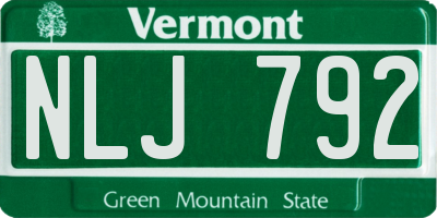 VT license plate NLJ792