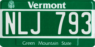 VT license plate NLJ793