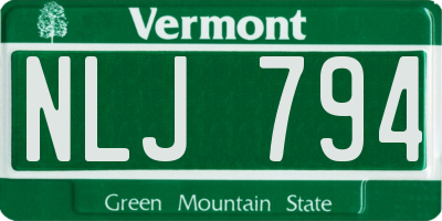 VT license plate NLJ794