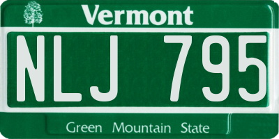 VT license plate NLJ795