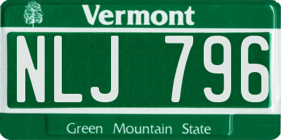 VT license plate NLJ796