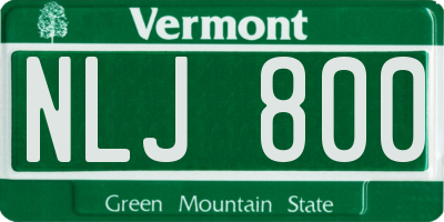 VT license plate NLJ800