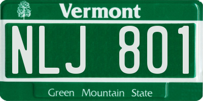 VT license plate NLJ801