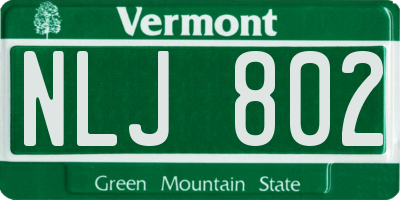 VT license plate NLJ802