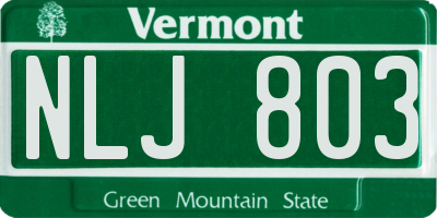 VT license plate NLJ803